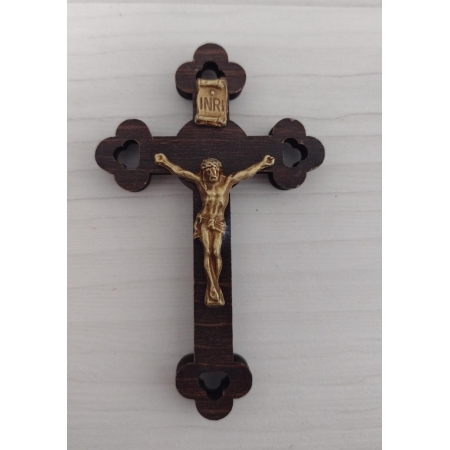 CX59 - Crucifixo Madeira Trabalhado 8cm p/ Carro