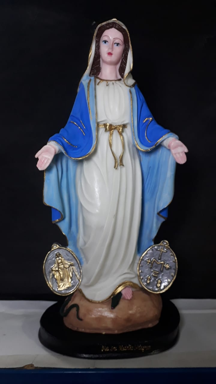 IV16 - Nossa Senhora das Graças Medalha Milagrosa 27cm Resina  - VindVedShop - Distribuidora Catolica
