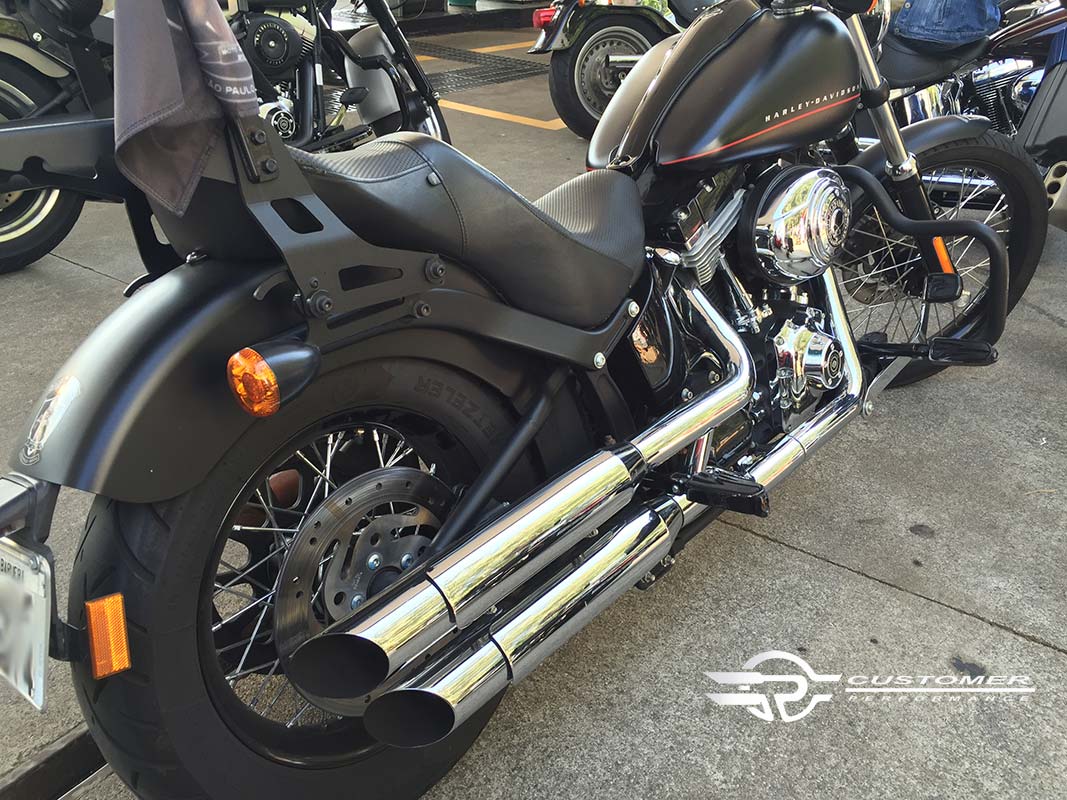 Ponteira Harley Davidson Softail Deluxe Blackline 3" corte Lateral - Customer