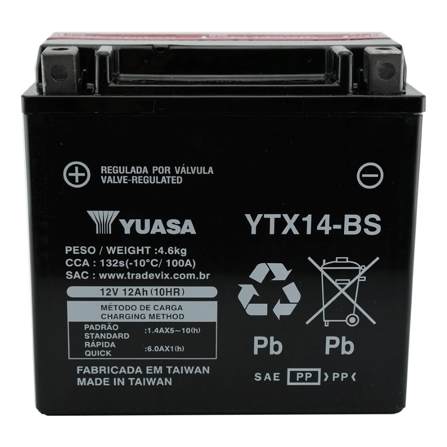 Bateria Yuasa YTX14-BS DR 650 / 800 / ZX / FZR 1000 / Shadow 750 98/02