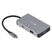HUB USB C Vinik5 em 1 com 2 HDMI + VGA + USB 3.0 + Power Delivery (PD) 60W  HC-5VGA - PC FLORIPA