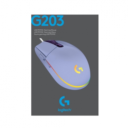 Mouse Gamer Logitech G203 Lilás RGB Lightsync 8000 DPI - 910-005852 - PC FLORIPA