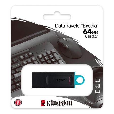Pendrive Kingston DataTraveler Exodia 64GB USB 3.2 DTX/64GB - PC FLORIPA