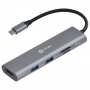 HUB USB C Vinik 5 em 1 com HDMI + 2x USB 3.0 + Leitor de cartão SD/TF HC-5