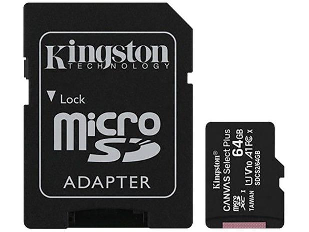 Cartão de Memória Kingston Canvas Select Plus MicroSD 64GB Classe 10 SDCS2/64GB - PC FLORIPA
