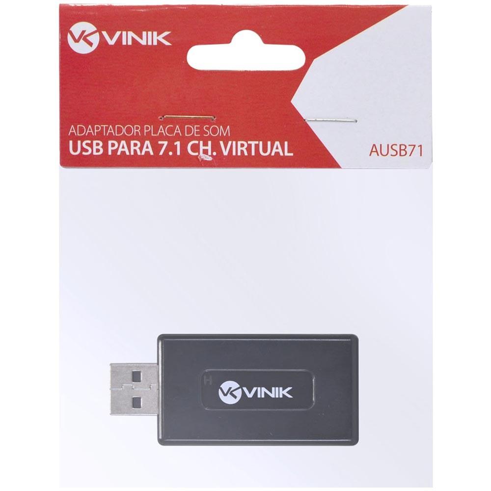 Placa de Som 7.1 USB Virtual Sound Vinik AUSB71 - PC FLORIPA