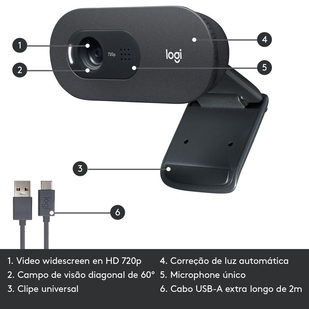 Webcam HD 720P C505e Logitech 960-001363 - PC FLORIPA