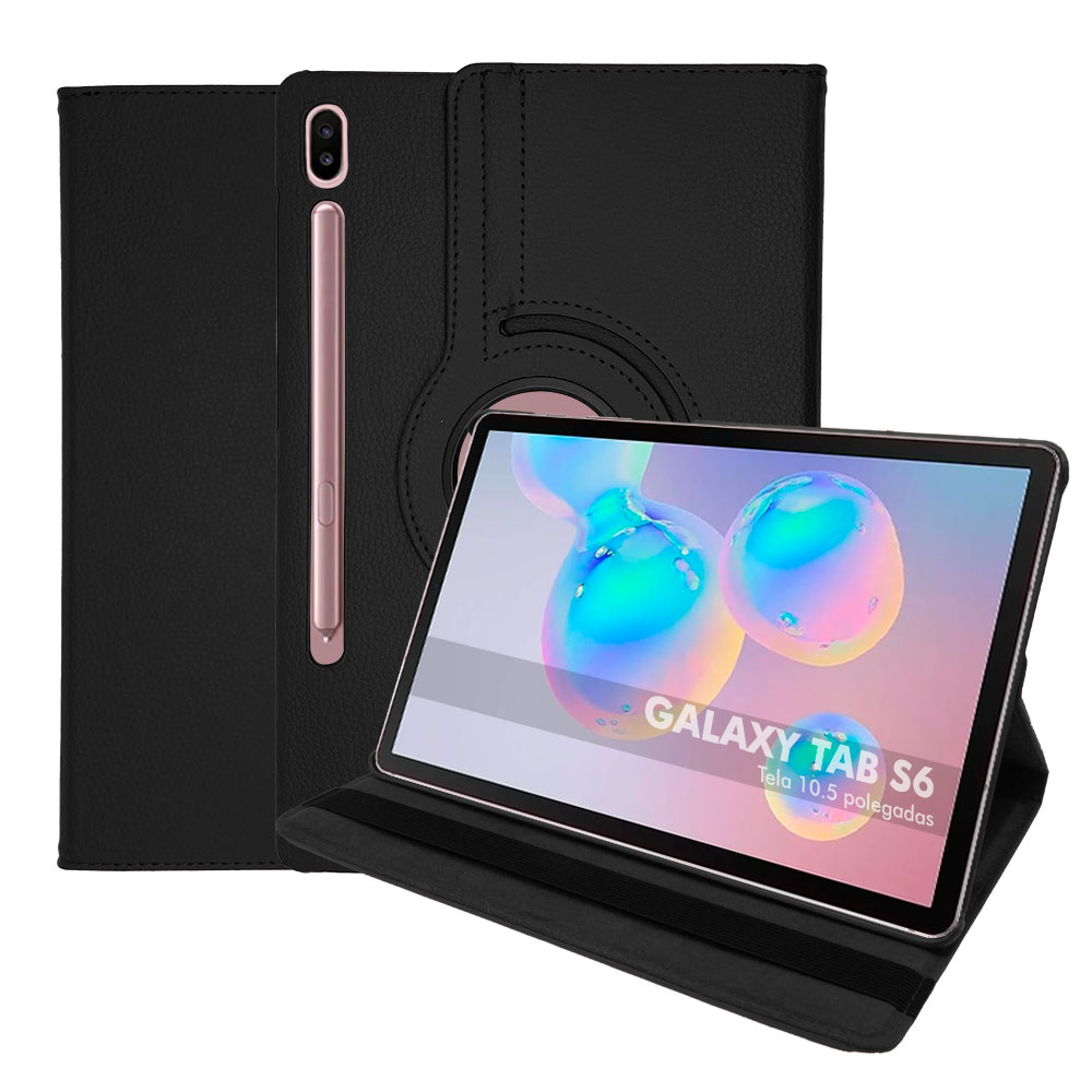 Capa Capinha Tablet Galaxy Tab S6 T860 T865 10.5 Polegadas Case Couro Giratória Reforçada Premium