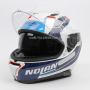 Capacete Nolan N87 Skilled - Branco/Azul (99) - c/ Viseira Interna e Pinlock