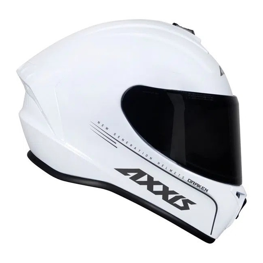Capacete Axxis Draken Solid Mono Branco Brilho  - Nova Centro Boutique Roupas para Motociclistas