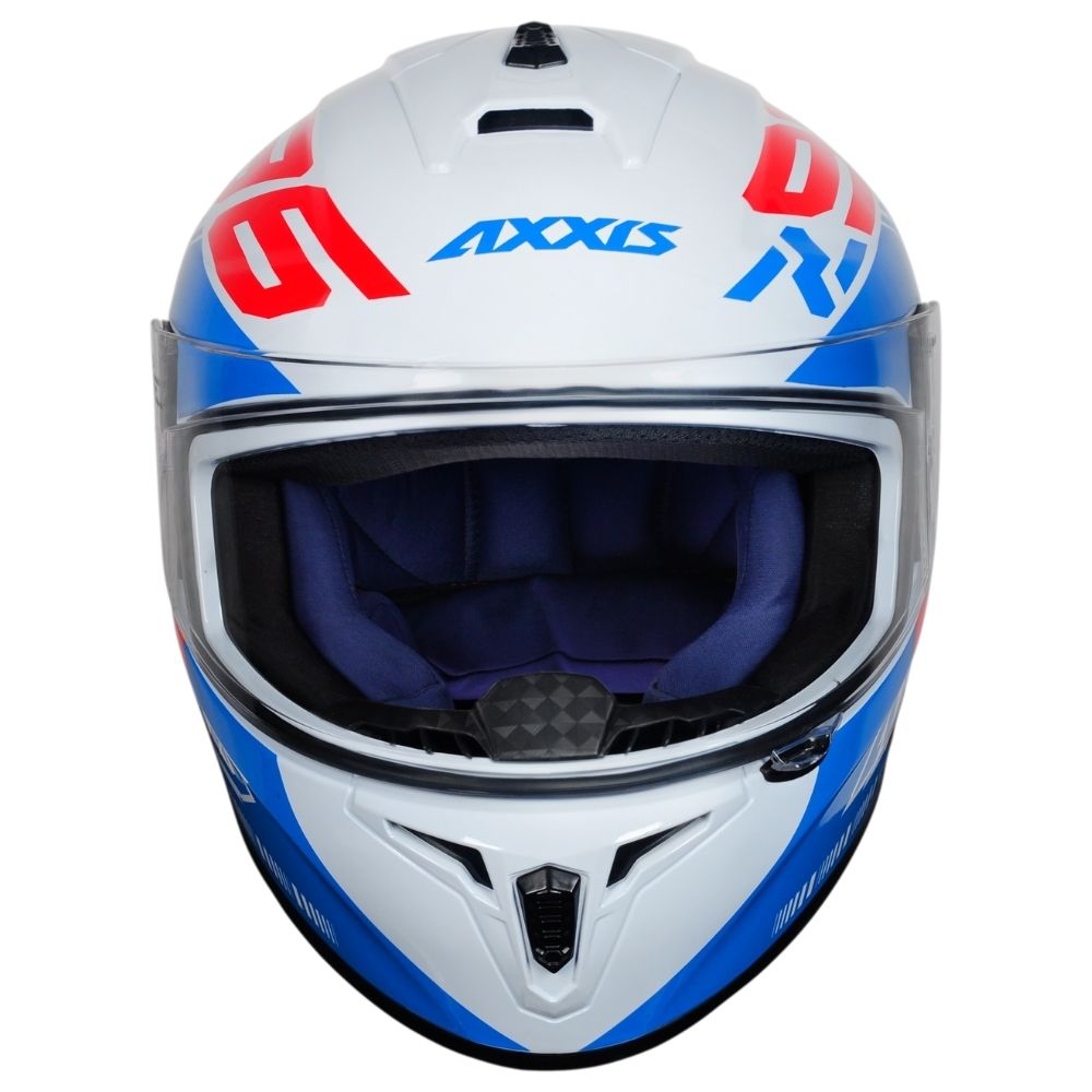 Capacete Axxis Draken Z96 Branco Vermelho Azul Brilho - Nova Centro Boutique Roupas para Motociclistas