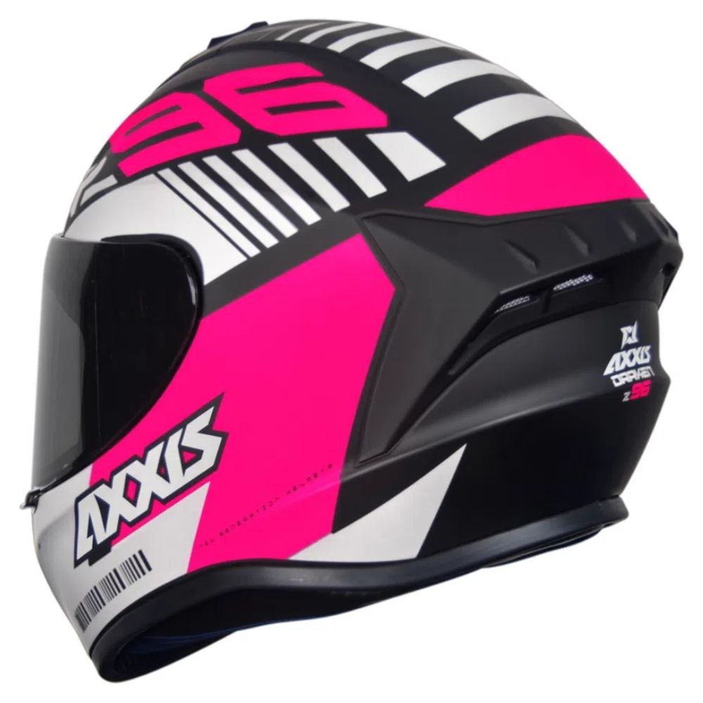 Capacete Axxis Draken Z96 Fosco Preto Rosa Branco - Nova Centro Boutique Roupas para Motociclistas
