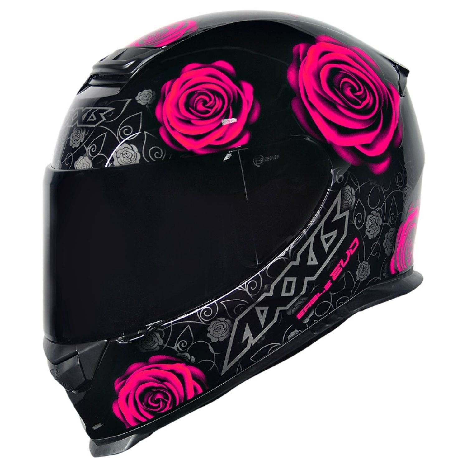 Capacete Axxis Eagle Evo Flowers Gloss Preto Ros