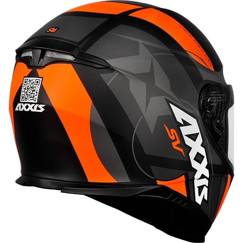 Capacete Axxis Eagle SV Smart Matt Black/Grey/Orange  - Nova Centro Boutique Roupas para Motociclistas