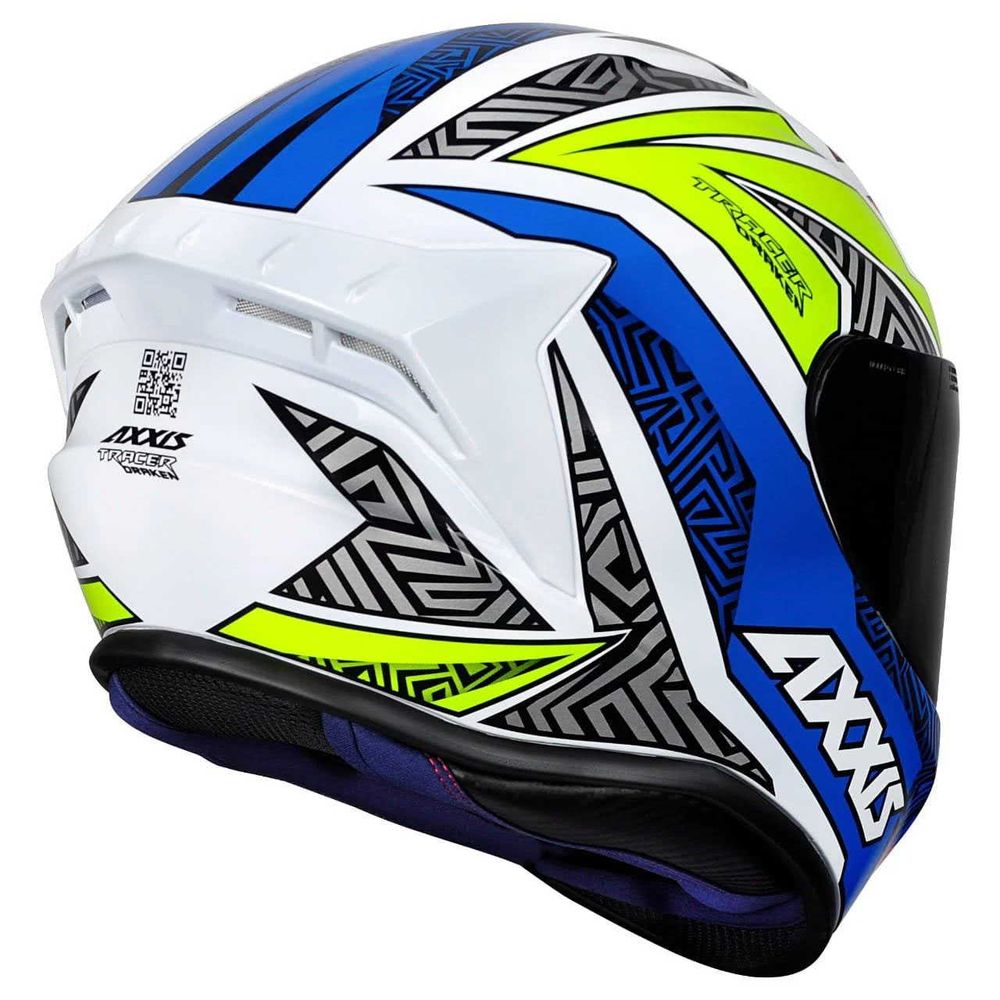 Capacete Axxis Tracer Gloss Branco Azul E Verde  - Nova Centro Boutique Roupas para Motociclistas