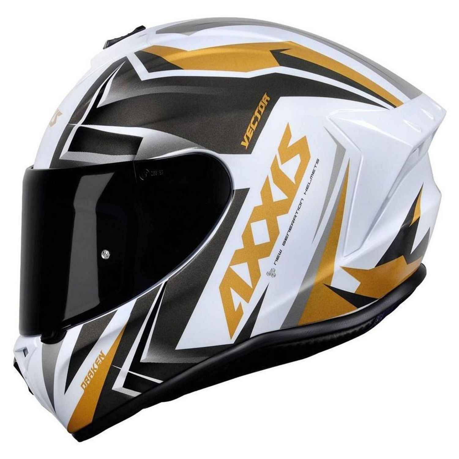 Capacete Axxis Vector Branco Dourado  - Nova Centro Boutique Roupas para Motociclistas