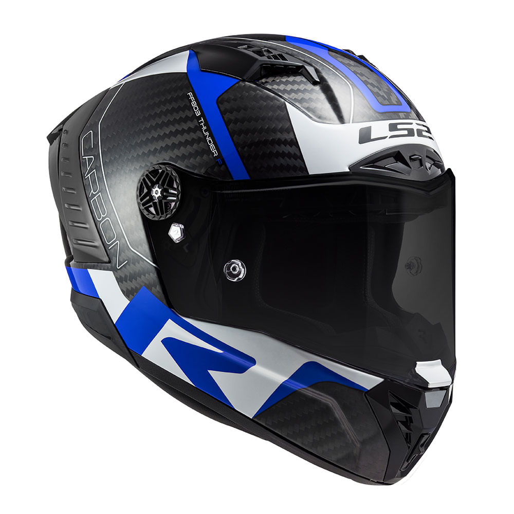 Capacete LS2 FF805 Thunder C Racing 1 Azul Branco - Nova Centro Boutique Roupas para Motociclistas