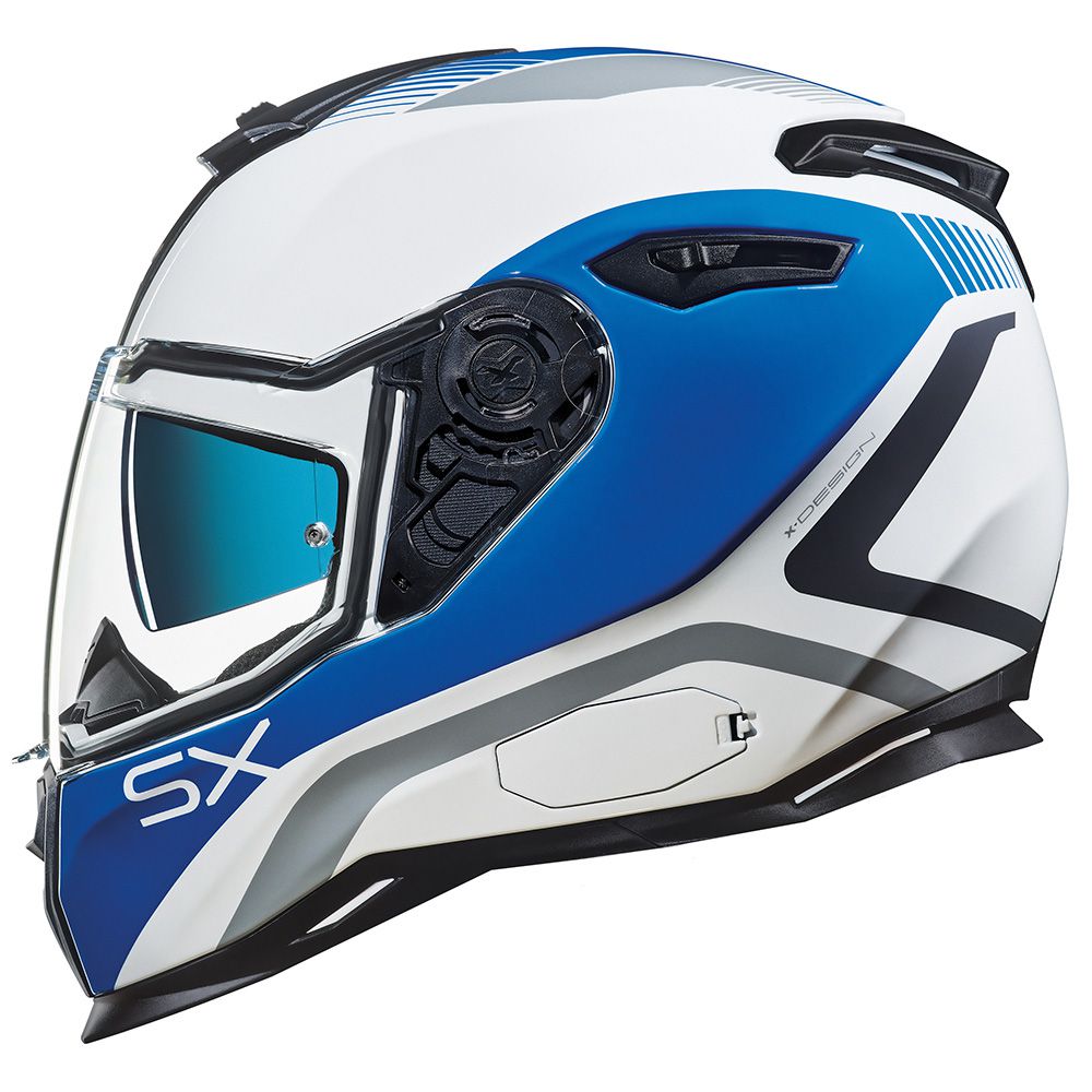 Capacete Nexx SX100 PopUp Azul/Branco + Pinlock  - Nova Centro Boutique Roupas para Motociclistas