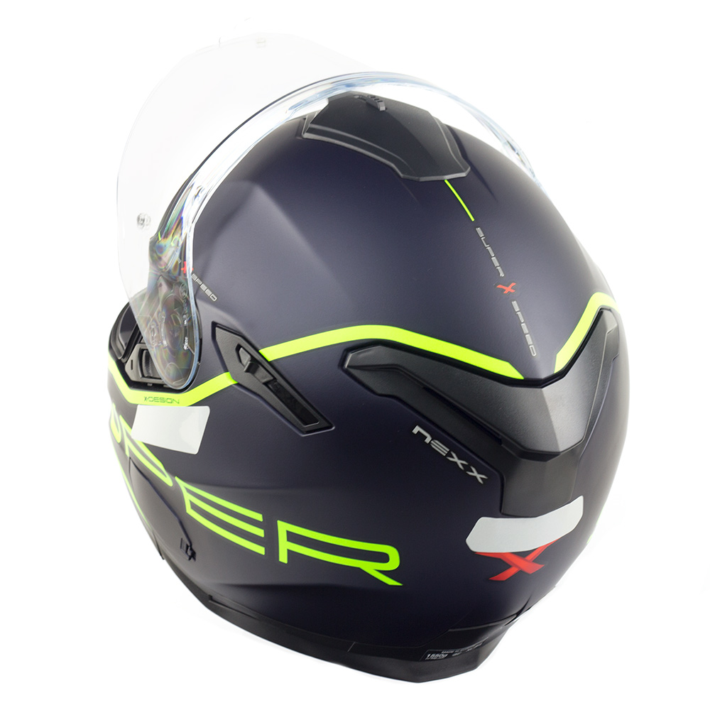 Capacete Nexx SX100 Super Speed Azul c/ Verde + Pinlock - Nova Centro Boutique Roupas para Motociclistas