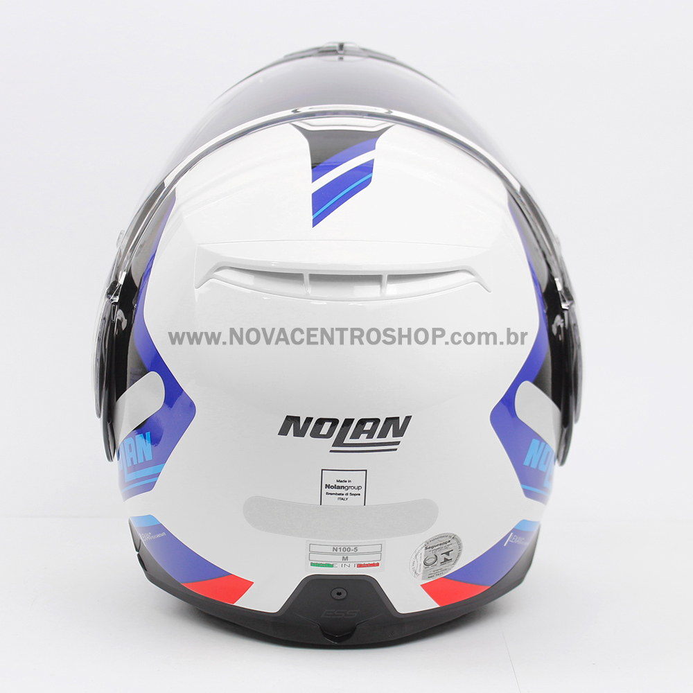 Capacete Nolan N100-5 Hilltop - Branco/Azul (49) - c/ Viseira Interna  - Nova Centro Boutique Roupas para Motociclistas