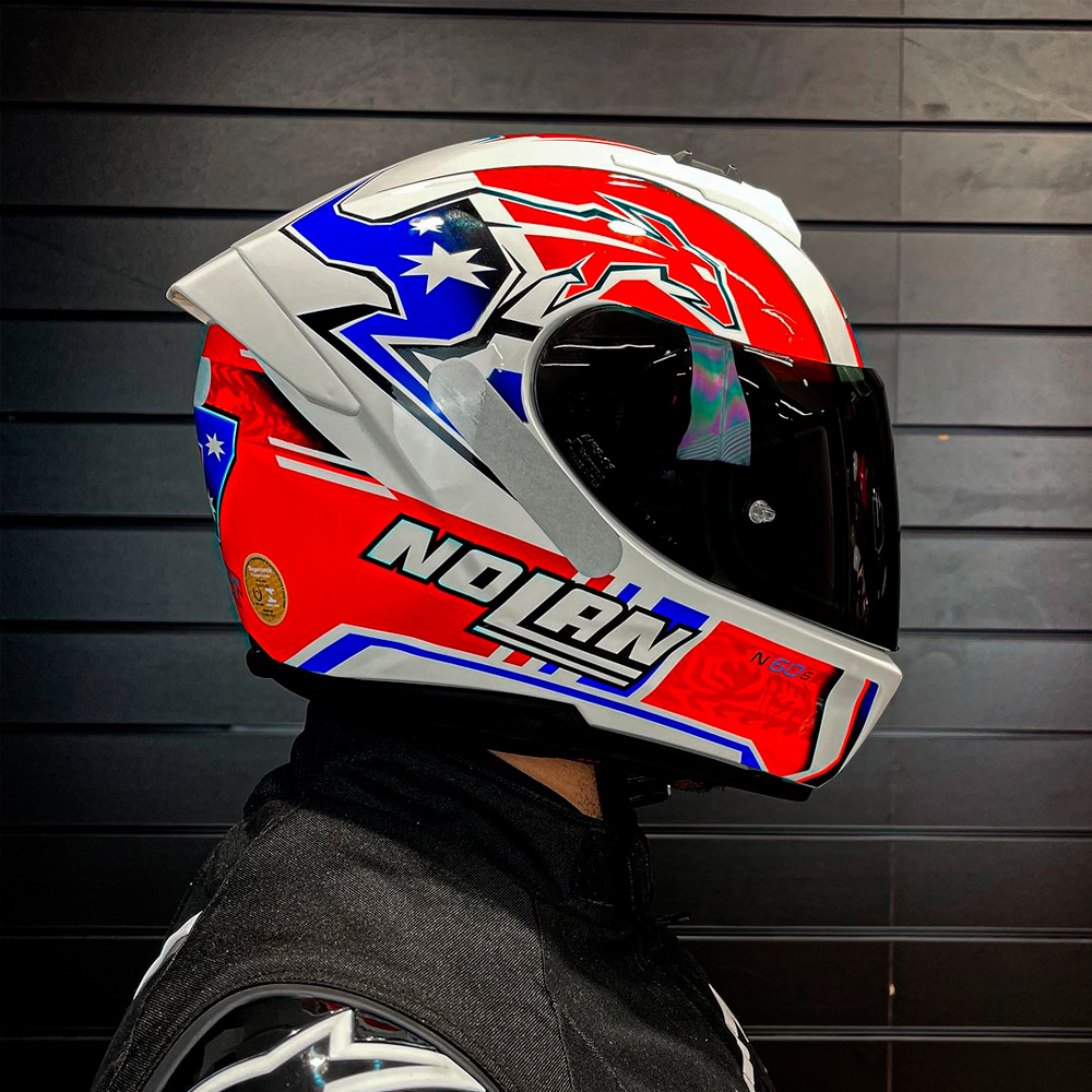 Capacete Nolan N60-6 Réplica Casey Stoner Branco - 50 Com Viseira Solar  - Nova Centro Boutique Roupas para Motociclistas