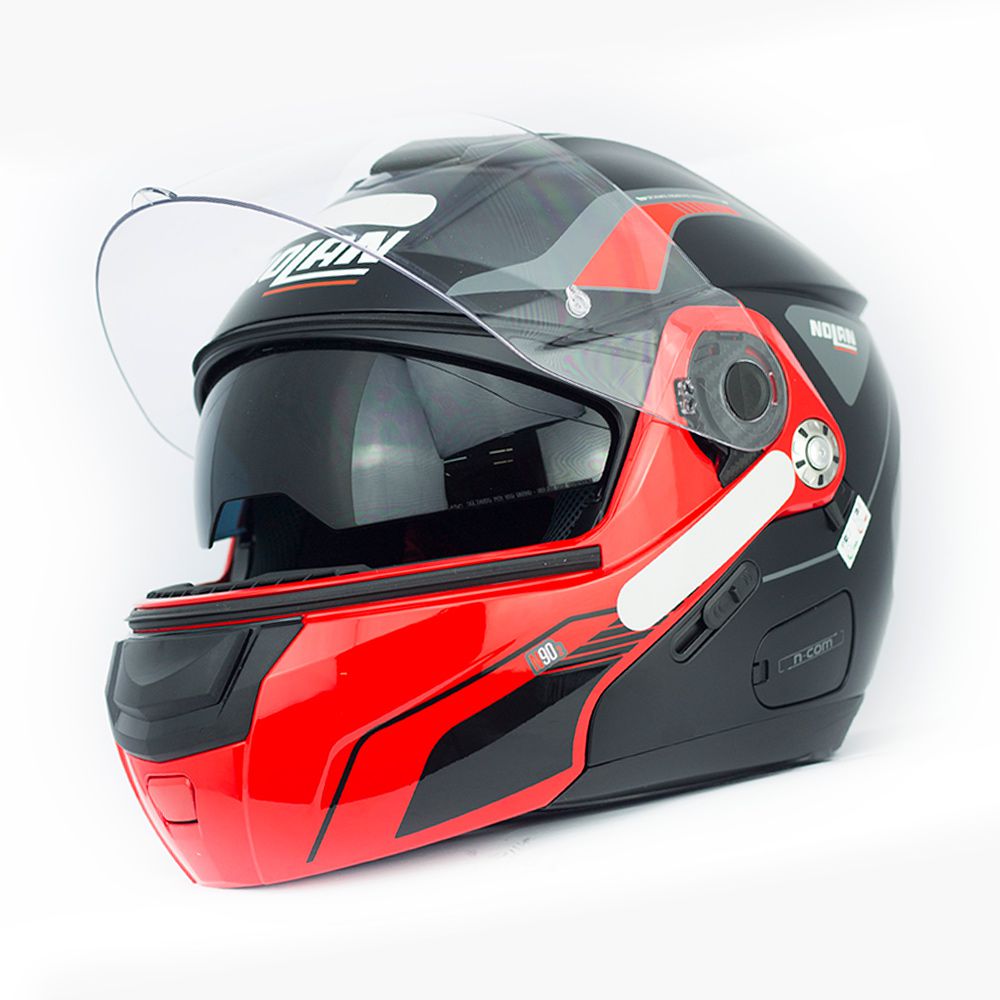 Capacete Nolan N90 Straton - Preto e Vermelho - Escamoteável  C/ Viseira Solar Interna  - Nova Centro Boutique Roupas para Motociclistas
