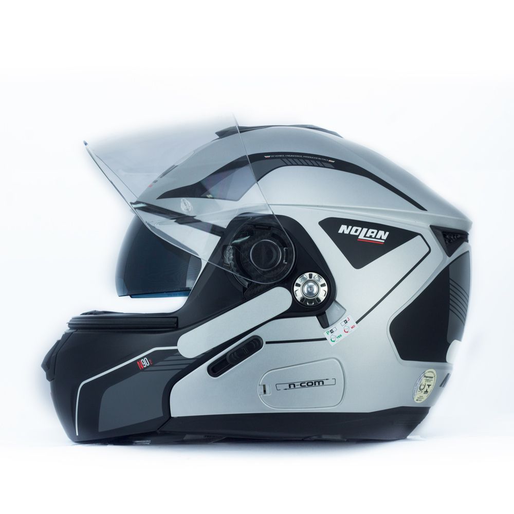 Capacete Nolan N90 Straton Prata Escamoteável  C/ Viseira Solar Interna - Nova Centro Boutique Roupas para Motociclistas