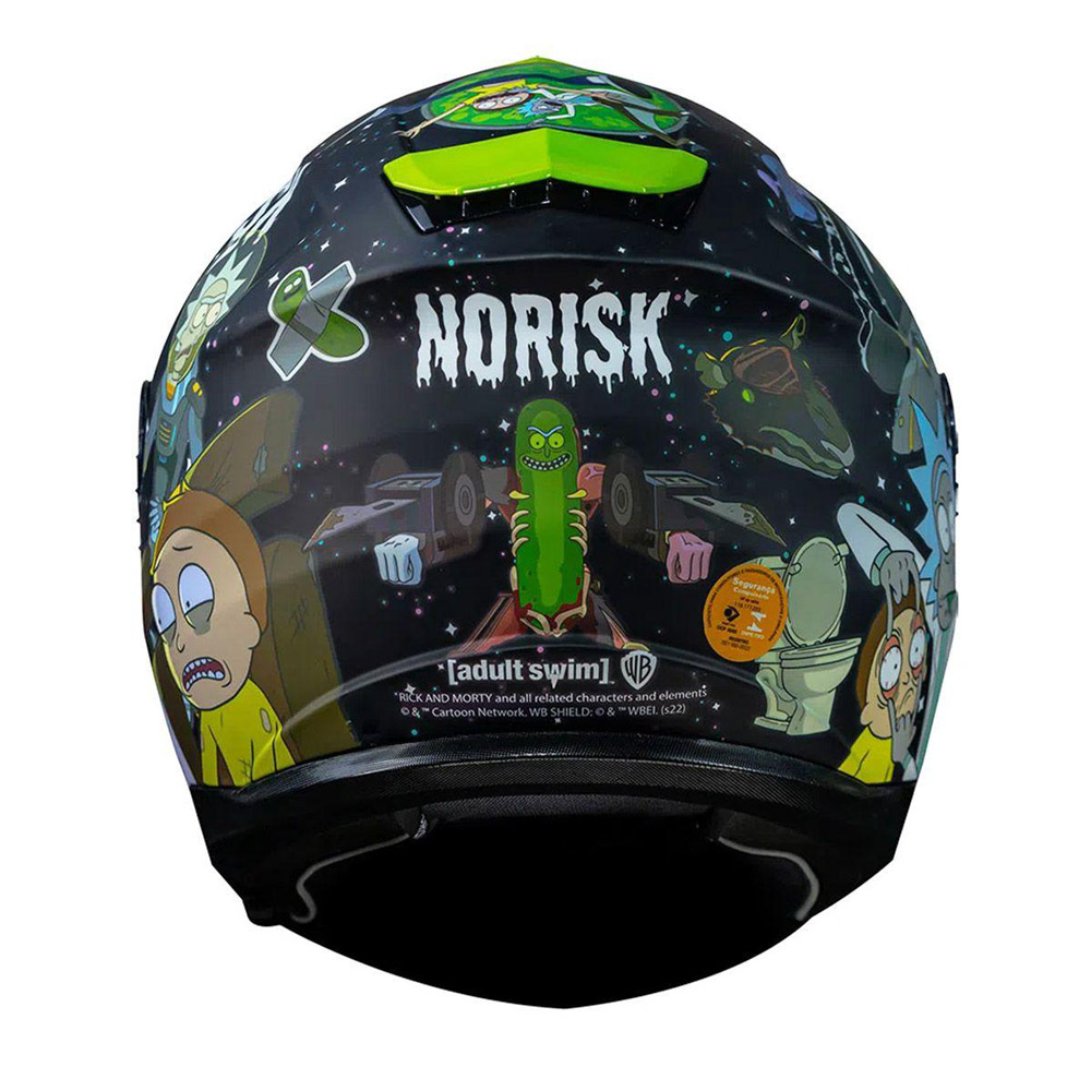 Capacete Norisk FF302 Strada Rick And Morty Preto Com Viseira Interna  - Nova Centro Boutique Roupas para Motociclistas