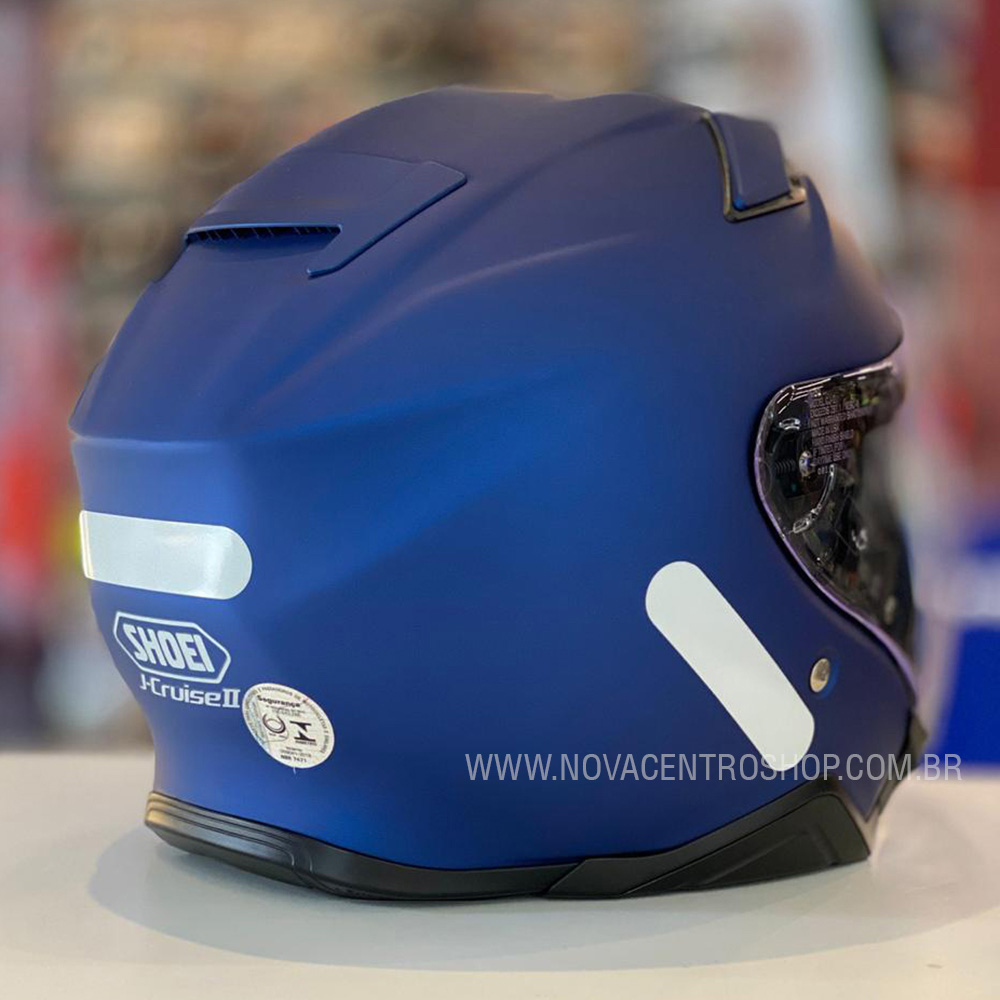 Capacete Shoei J-Cruise 2 Azul Fosco Aberto c/ Viseira Solar - Nova Centro Boutique Roupas para Motociclistas