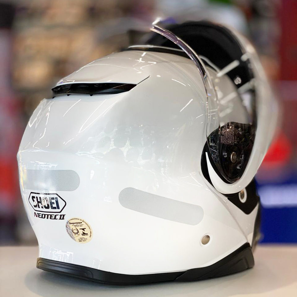 Capacete Shoei Neotec 2 Branco Brilho Escamoteável - Nova Centro Boutique Roupas para Motociclistas