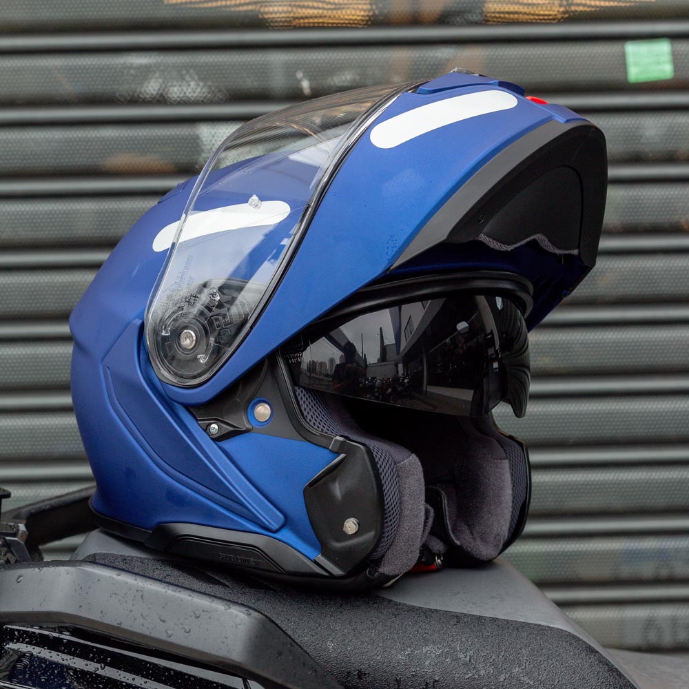 Capacete Shoei Neotec 3 Azul Fosco Escamoteável - Nova Centro Boutique Roupas para Motociclistas