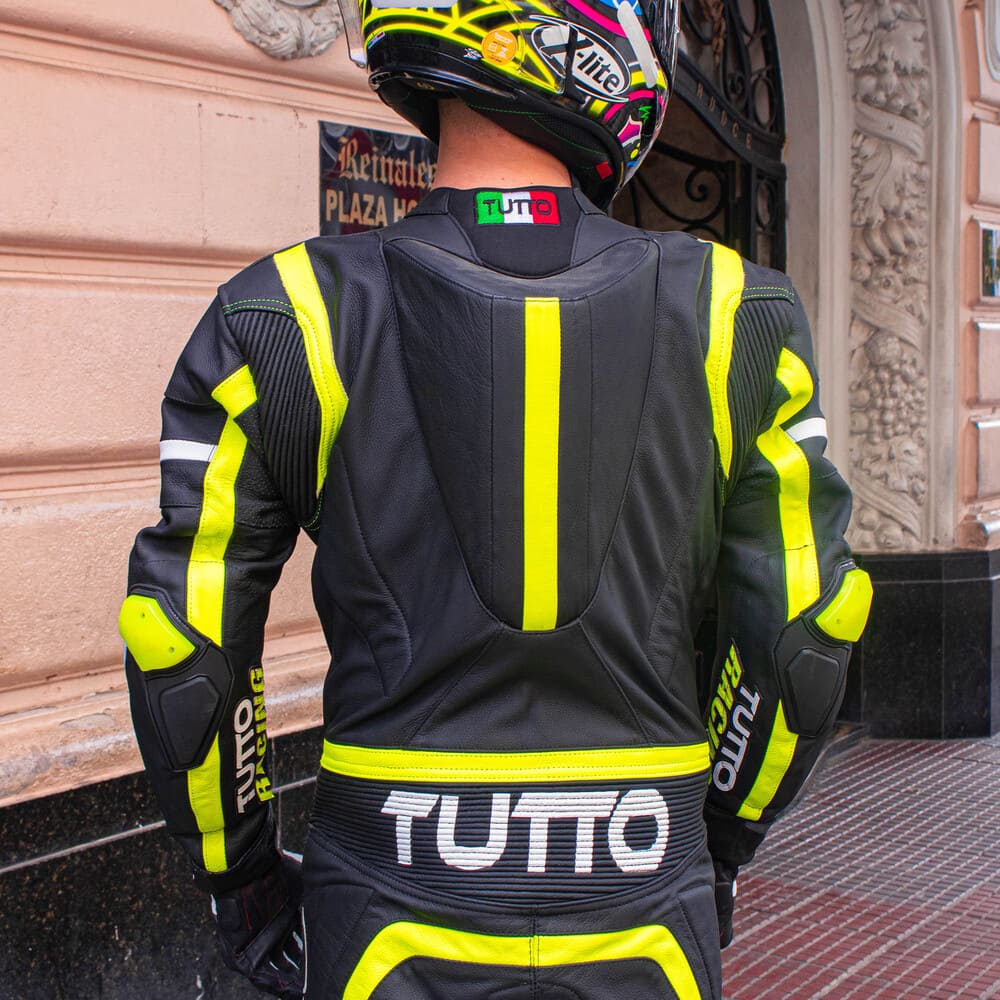 Macacão Tutto Racing 1 peça Preto/Amarelo Fluor  - Nova Centro Boutique Roupas para Motociclistas