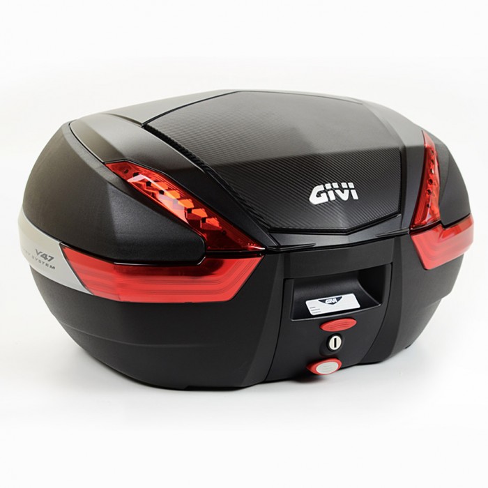 Baú Givi V47 Monokey Carbon Vermelho 47 Litros - Nova Suzuki Motos e Acessórios
