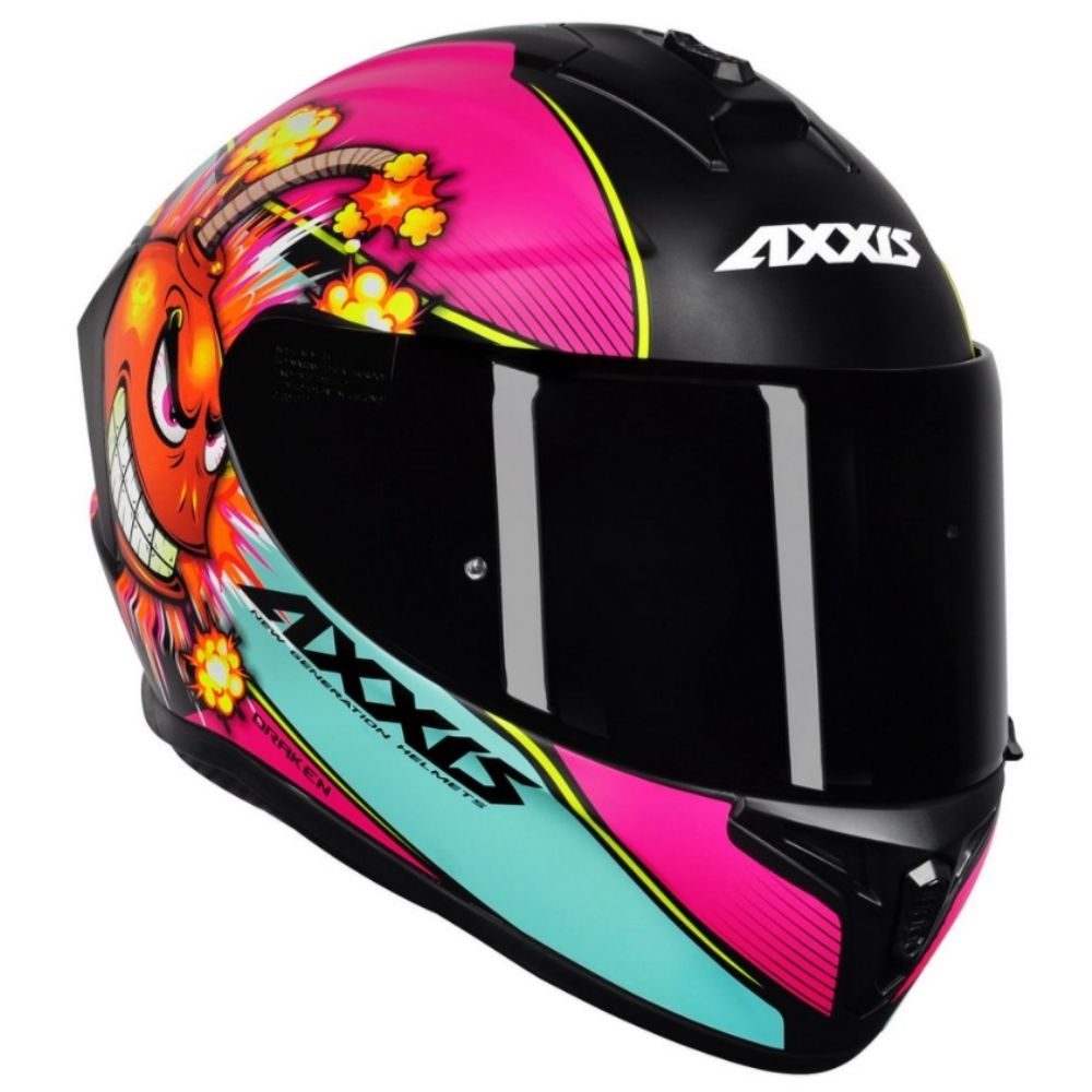 Capacete Axxis Draken Bomb Pink Black Matt  - Nova Suzuki Motos e Acessórios