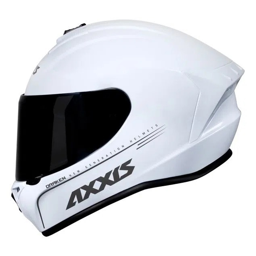 Capacete Axxis Draken Solid Mono Branco Brilho  - Nova Suzuki Motos e Acessórios