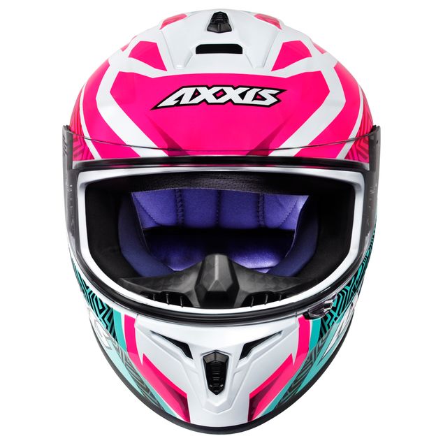 Capacete Axxis Tracer Gloss Branco Tifany Rosa  - Nova Suzuki Motos e Acessórios
