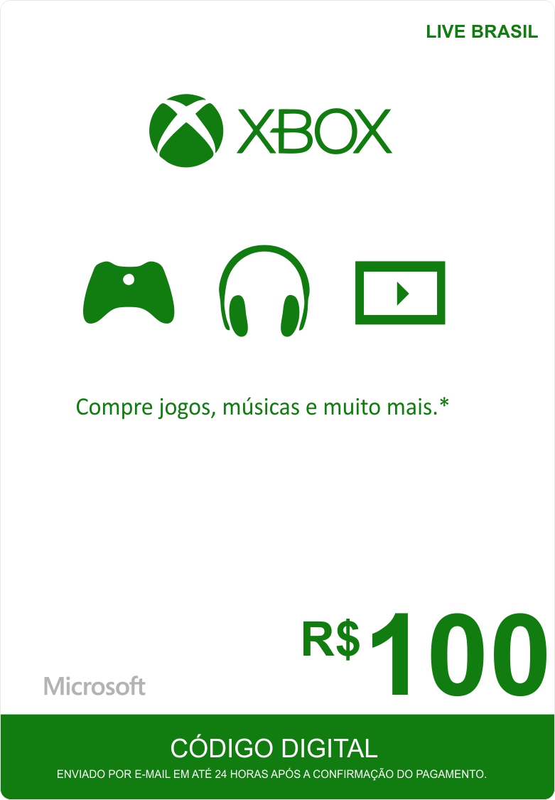 Cartão XBOX Live R$100 (Live Brasil)  - FastGames