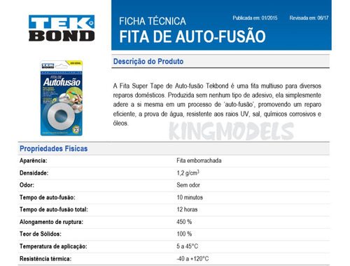 Fita Autofusão Tekbond 25mmx1m Reparo Elétrico Hidráulico - King Models