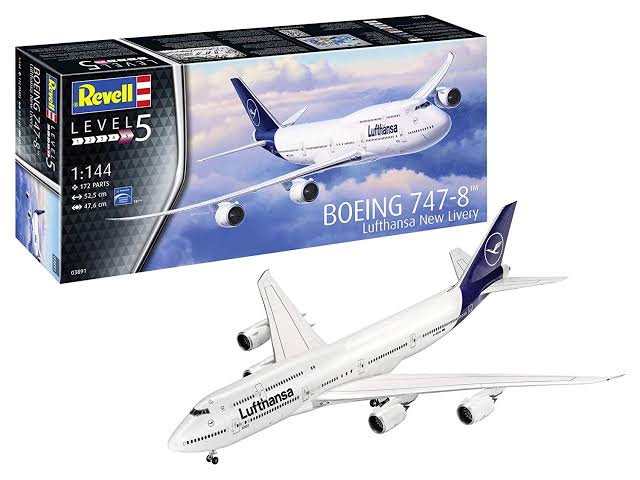 Revell - Boeing 747-8 Lufthansa New Livery 1:144 Lv.5 - 3891  - King Models