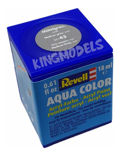 Tinta Revell - Aqua Color - Cod 36143 Medium Grey 18ml  - King Models