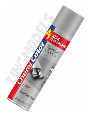 Tinta Spray Chemicolor Alta Temperatura Alumínio Fosco 350ml  - King Models