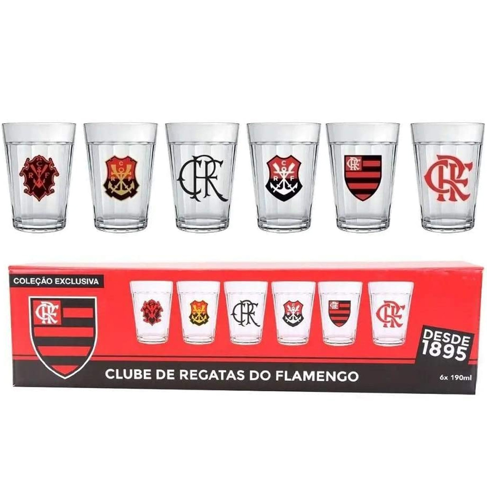 Kit c/6 Copo Americano do Flamengo 190 ml