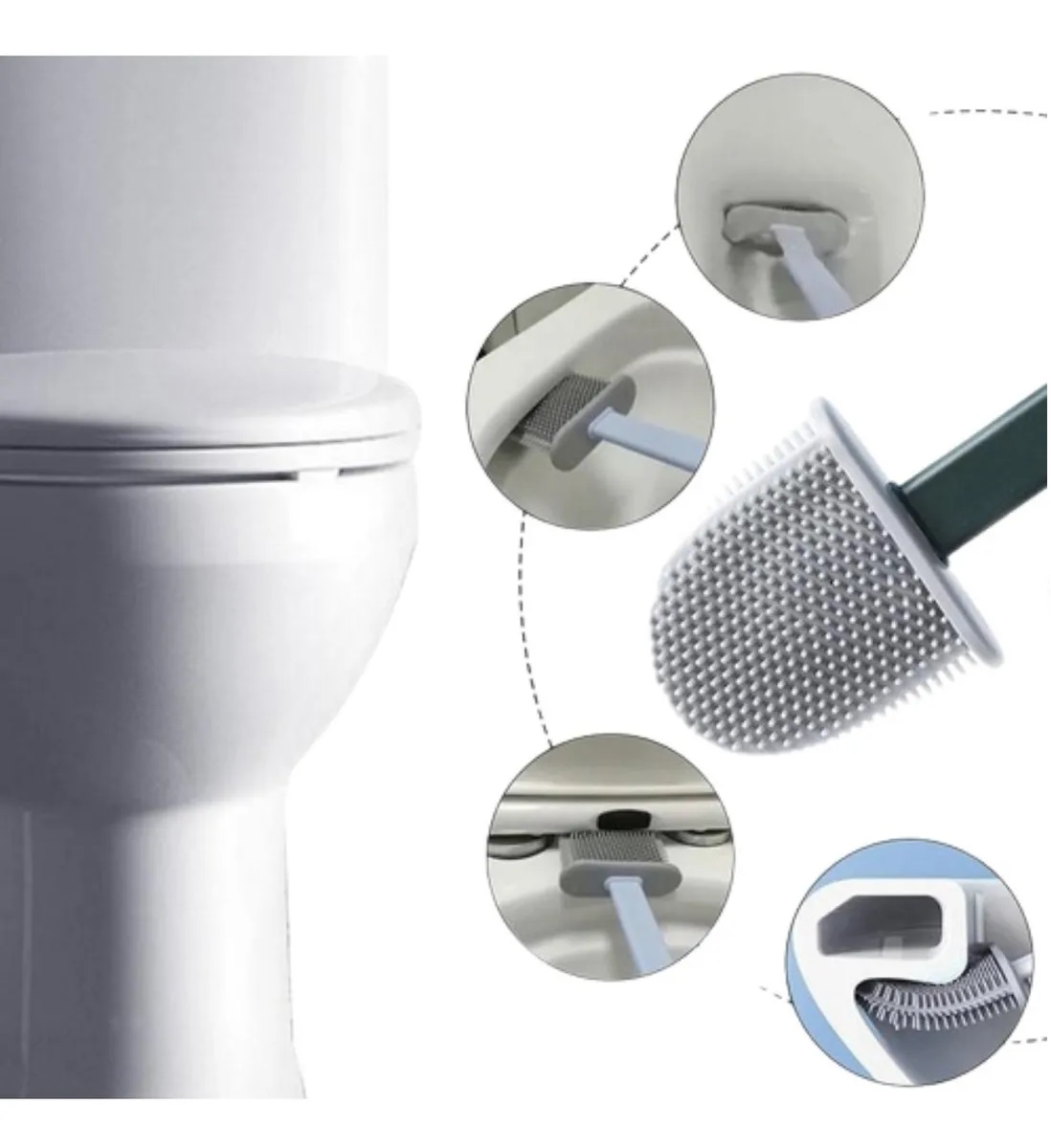 Escova Sanitária de silicone  Vaso Banheiro Limpeza UD727  - Mix Eletro
