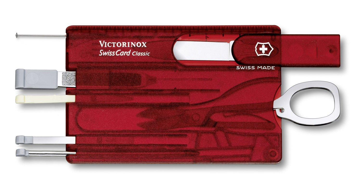 Swisscard Suiço 10 funções Victorinox Classic Vermelho Translúcido 0.7100.T - Mix Eletro