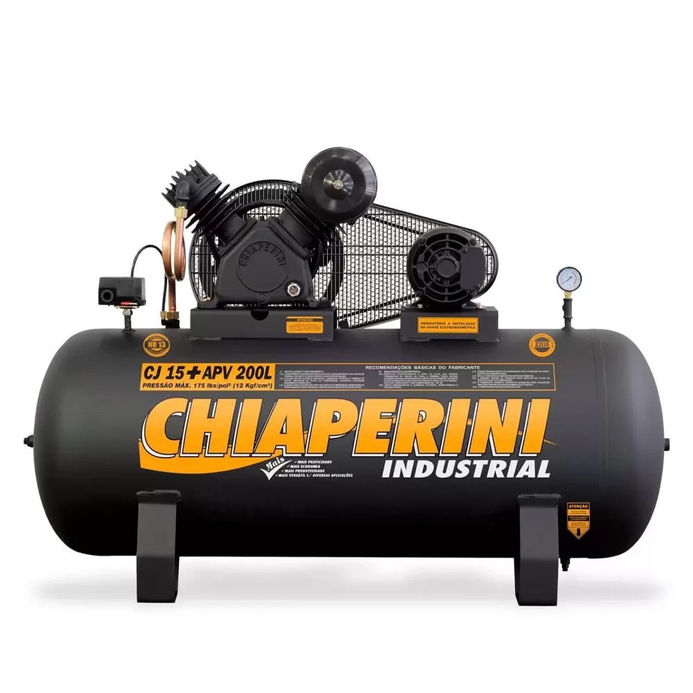 Compressor 15+ APV 200 Litros Mono 3HP 175LBS Chiaperini