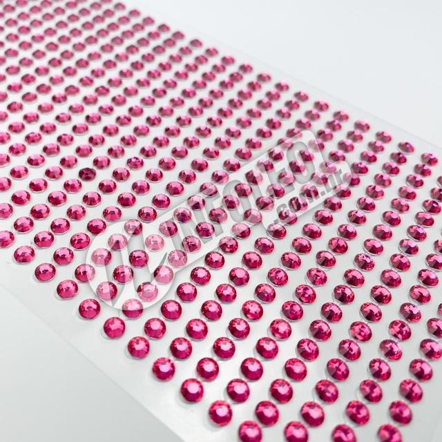 Cartela Adesiva Strass 4mm Rosa Pink - 468 unidades