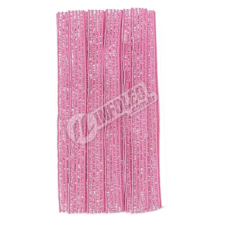 Elástico Chato C/ Brilho Rosa Pink 7mm 2 metros - 3551