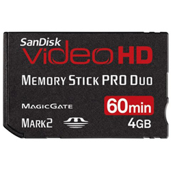 Memory Stick Pro Duo Videohd com Magic Gate 4GB Sandisk
