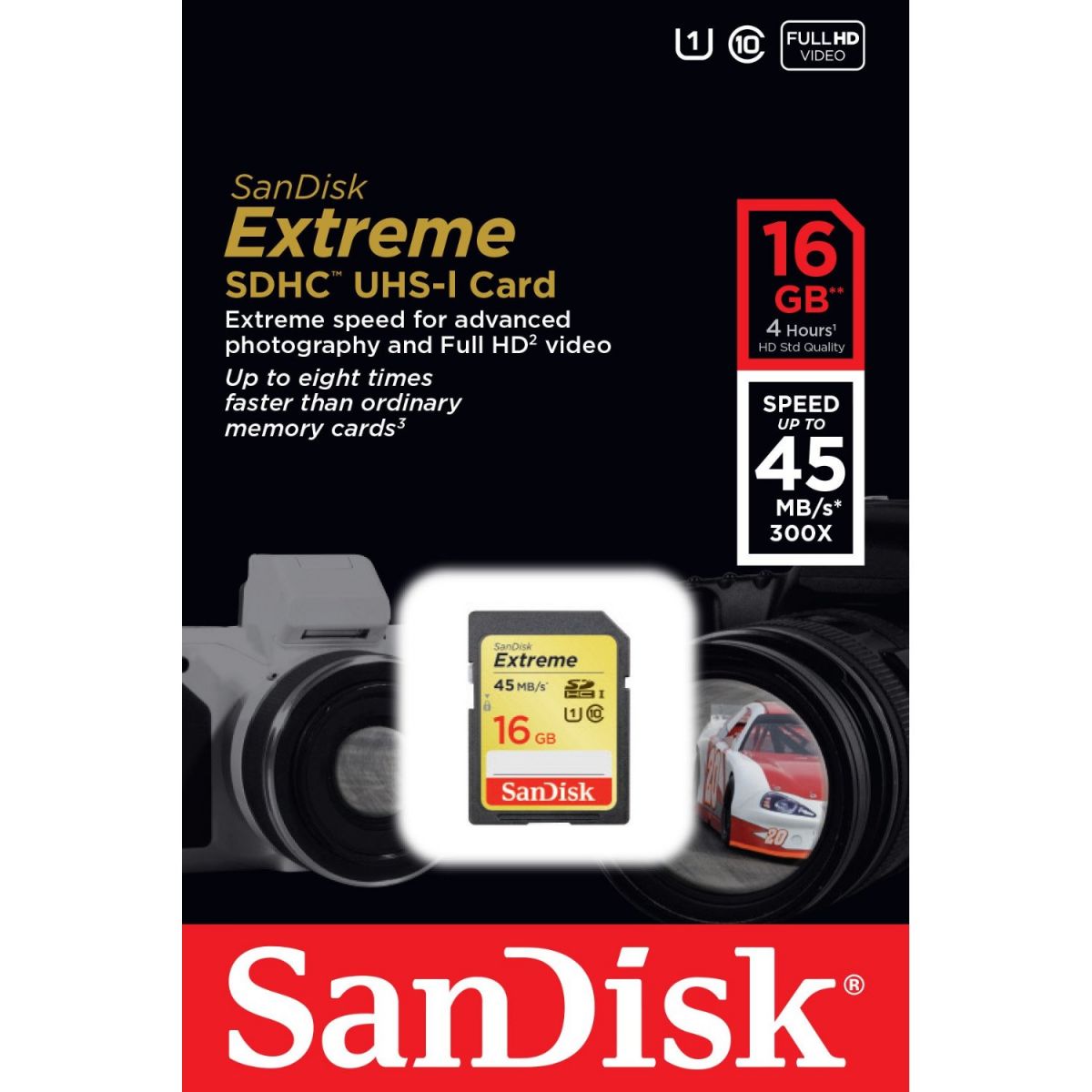 Cartão de Memória SDHC 16GB Sandisk Extreme Classe 10 45MB/S