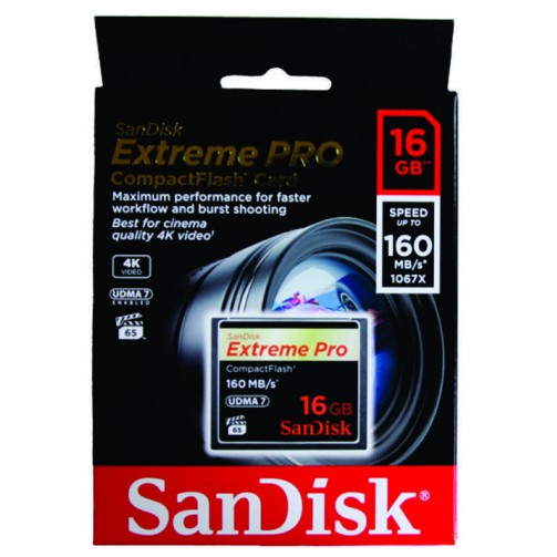 Cartão de Memória Compact Flash CF 16GB Sandisk Extreme 160MB/s